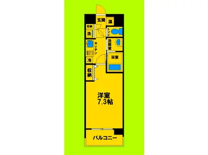 パークフラッツ緑地公園(1K/3階)の間取り写真
