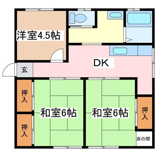 シティハイム秋桜A(3DK/2階)の間取り写真