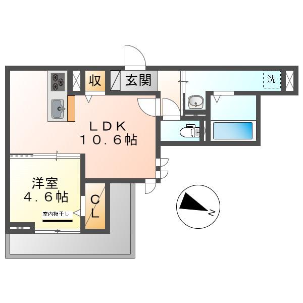RESIDENCE阿知(1LDK/3階)の間取り写真