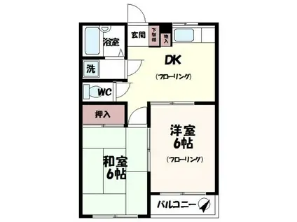 メイプルハイム(2DK/2階)の間取り写真