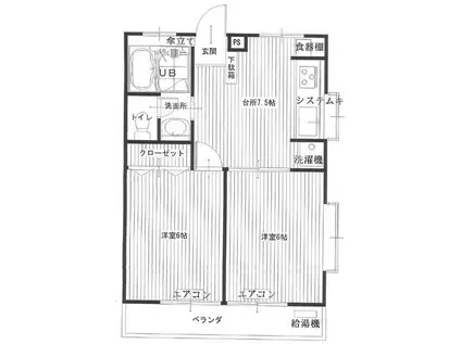 第3ドリームハイツ(2DK/5階)の間取り写真