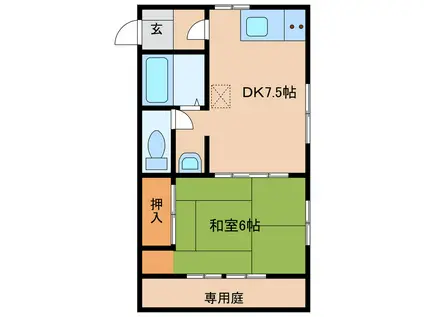 COUNTRYRIVER今津留(1DK/1階)の間取り写真