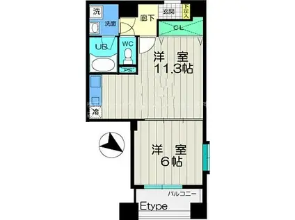 アーバントップ清川(1LDK/9階)の間取り写真