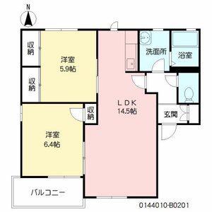 セピアコート観世B(2LDK/2階)の間取り写真