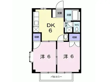 村ノ上ハイツI(2DK/2階)の間取り写真