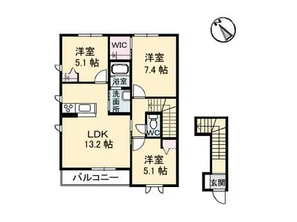 グランマストシエロI(3LDK/2階)の間取り写真