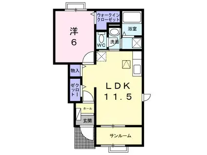メゾンみやびH(1LDK/1階)の間取り写真