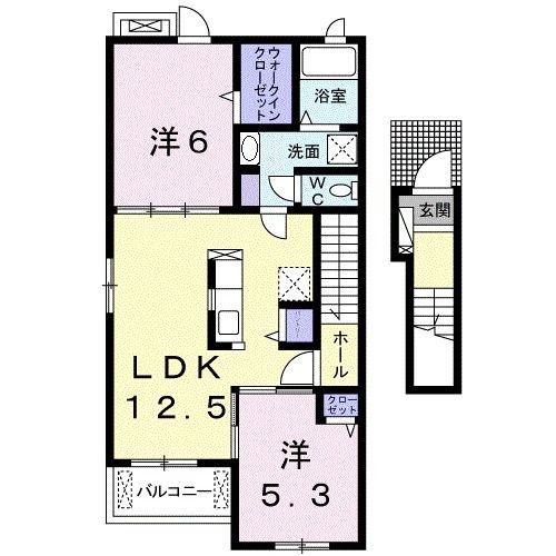 コンフォール A(2LDK/2階)の間取り写真