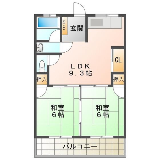 トヨタアクションビル(2LDK/4階)の間取り写真