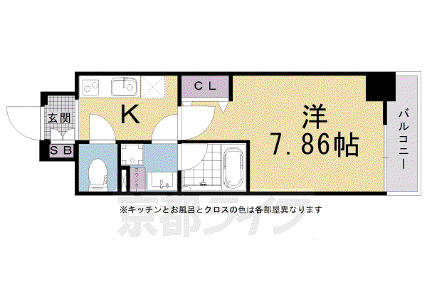 CAVANA九条烏丸(1K/3階)の間取り写真