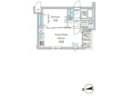 デュオフラッツ千歳船橋(1LDK/4階)の間取り写真