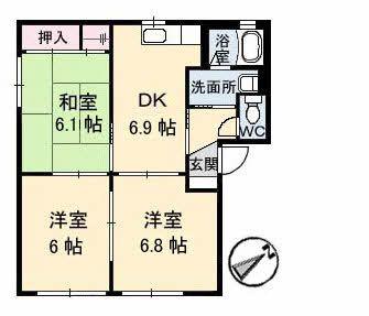 ミラベル焼山中央 A(3DK/1階)の間取り写真