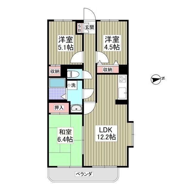 サンライズマンション 熊谷(3LDK/1階)の間取り写真