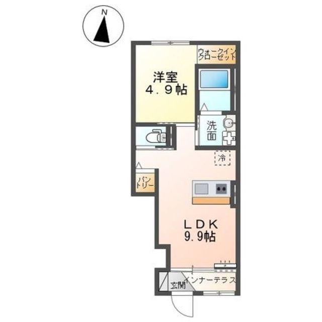 ラピスラズリ(1LDK/1階)の間取り写真