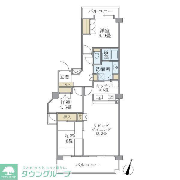 ベルメゾン茅ヶ崎(3LDK/3階)の間取り写真