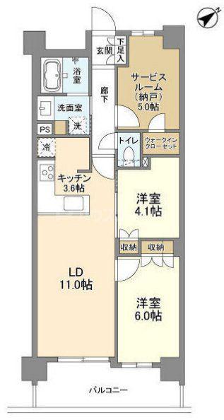 ARK CITY船堀(2SLDK/3階)の間取り写真