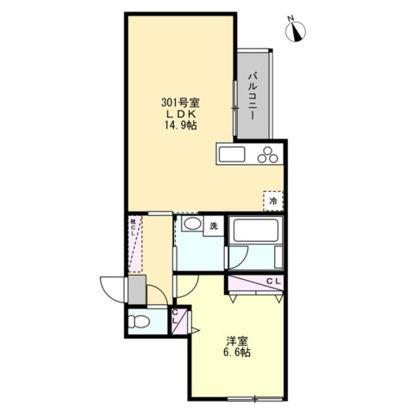 ベイルーム藤沢長後(1LDK/3階)の間取り写真