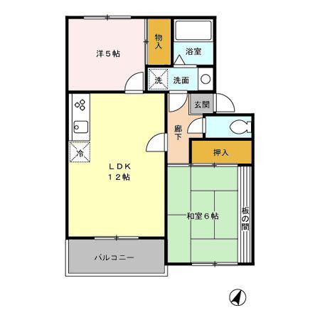 サンヴィレッジ本宿(2LDK/2階)の間取り写真