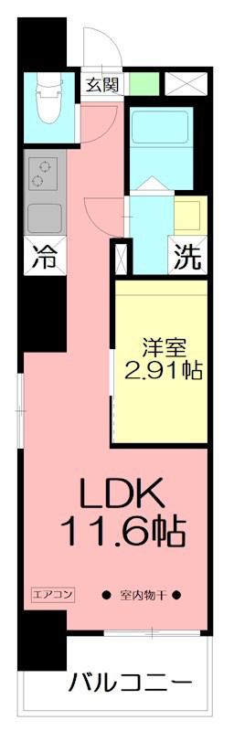 MAGNIFIQUE CHIGASAKI (1LDK/6階)の間取り写真