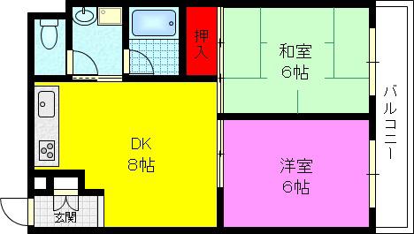 サクシード・マンション(2LDK/5階)の間取り写真