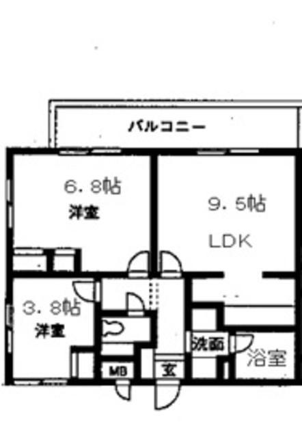ヴェール小日向(2DK/1階)の間取り写真