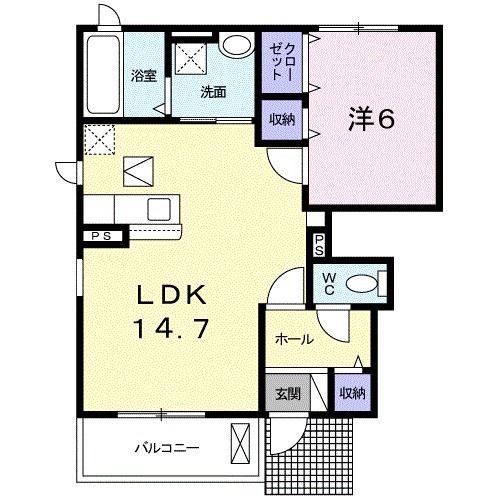グランドールS II(1LDK/1階)の間取り写真