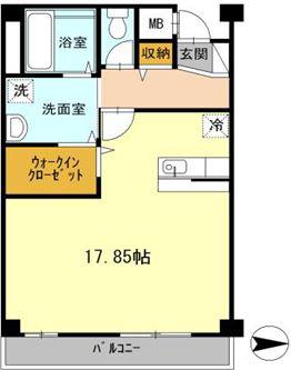 バンガーデン(ワンルーム/3階)の間取り写真