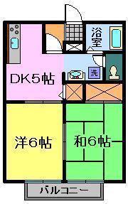 リズパークサイド(2DK/1階)の間取り写真