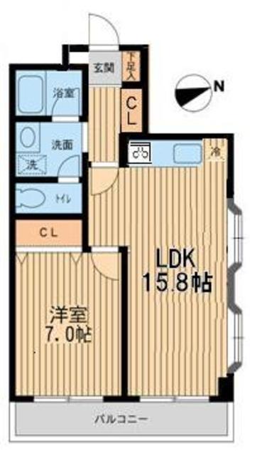 グリーンヒルズ芦花(1LDK/4階)の間取り写真