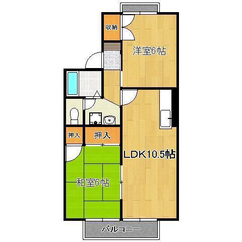 グランディール A棟(2LDK/2階)の間取り写真