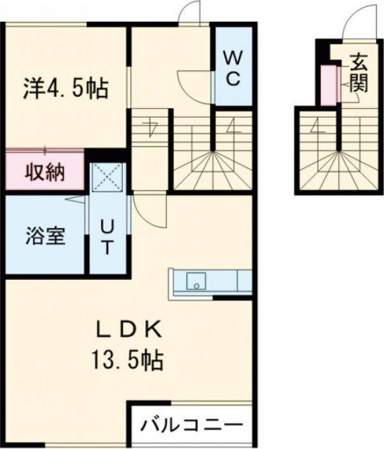 ラヴィーヌ芝ノ内A(1LDK/2階)の間取り写真
