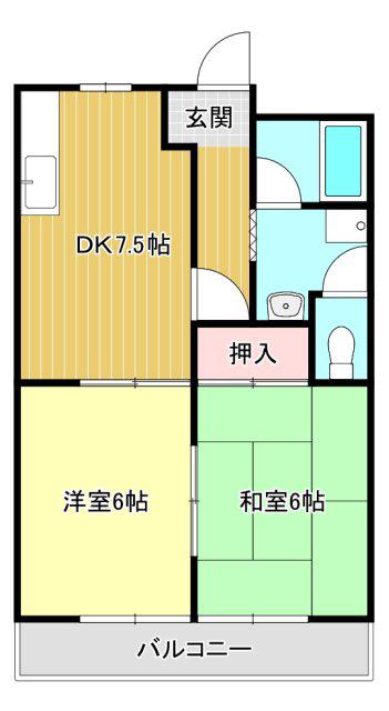 ベルキーハイツ(2DK/1階)の間取り写真