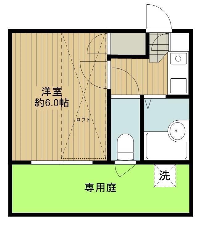 バンビーナ萩原(1K/1階)の間取り写真