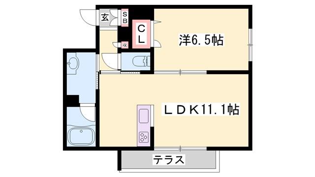 シャーメゾン龍野町(1LDK/1階)の間取り写真