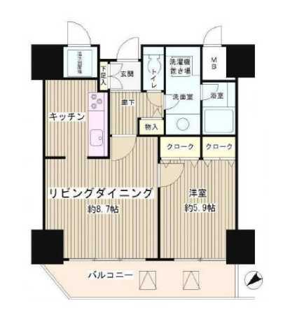 トレステージ目黒(1LDK/5階)の間取り写真