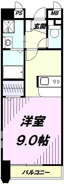 ベルクリーベ(1K/3階)の間取り写真