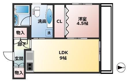 ヴェルデ・ビュー大手町(1LDK/11階)の間取り写真