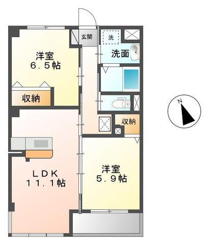 パームヒルズ(2LDK/3階)の間取り写真