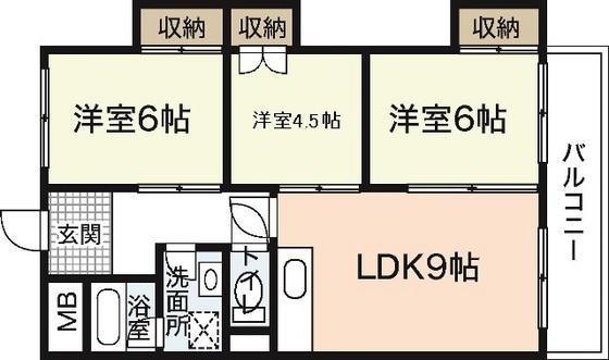 ルービンスくるめ木(3LDK/2階)の間取り写真