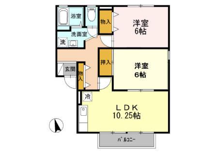 ラ・メゾンクレール(2LDK/2階)の間取り写真