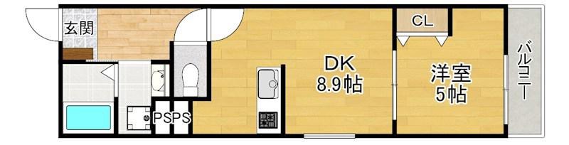 EIJU牧野駅前(1LDK/2階)の間取り写真
