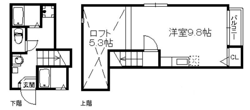 ティエラ大橋(ワンルーム/2階)の間取り写真