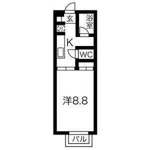 ルミエール荒巻中央(1K/1階)の間取り写真