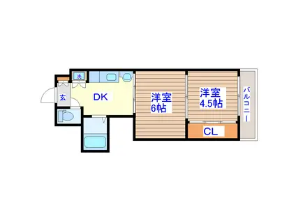 アルデール南鍛冶町(2DK/2階)の間取り写真