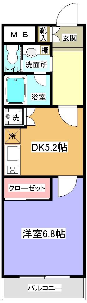 ビィー・ヴァリィ(1DK/4階)の間取り写真