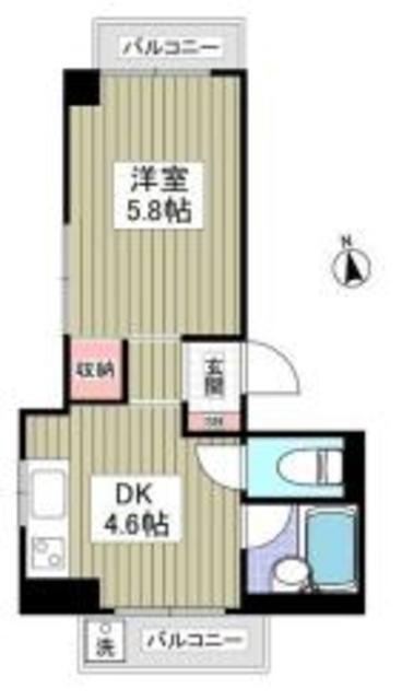 清新三興ハイツ(1DK/2階)の間取り写真