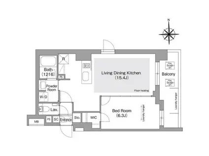 コンフォリア・リヴ文京護国寺(1LDK/2階)の間取り写真