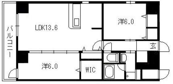 ラ・テール袋町公園(2LDK/12階)の間取り写真