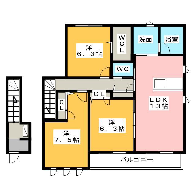 シティフィールドII(3LDK/2階)の間取り写真