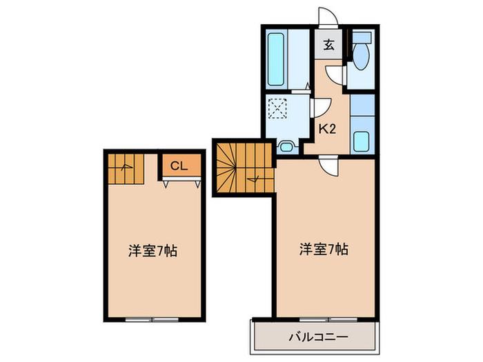 エクレール二軒茶屋(2K/1階)の間取り写真
